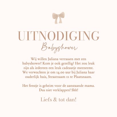 Babyshower uitnodiging neutral met lief beertje en ballonnen 3
