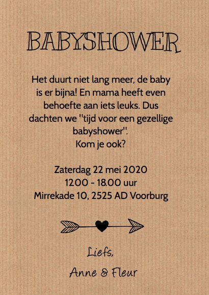 Babyshower uitnodiging wolkje hartjes  3