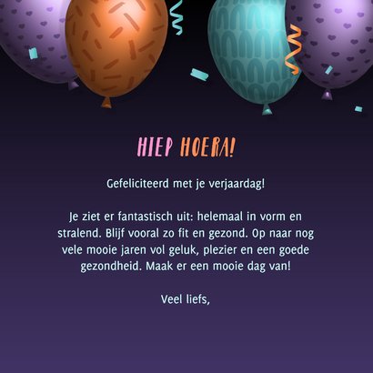 Ballonnen verjaardagskaart met naam en aanpasbare leeftijd 3