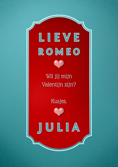 Be My Valentine stijlvolle valentijnskaart met retro tekst 3
