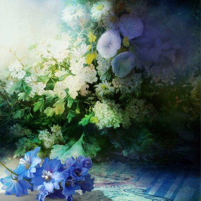 Bedankkaart blauwe bloemen - SG 2