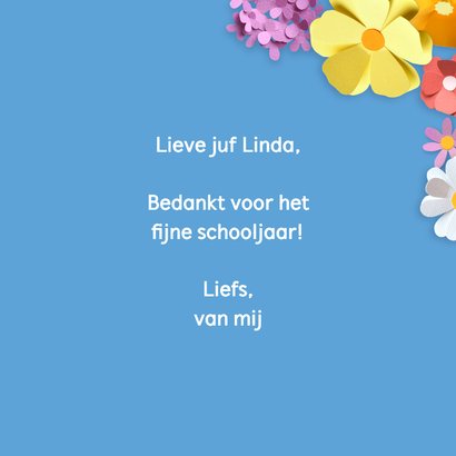 Bedankkaart bloemenrand juf 3