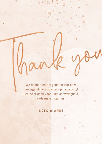 Bedankkaart bohemian lichtroze met koper en foto 3
