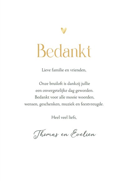 Bedankkaart bruiloft botanisch eucalyptus foto goud 3