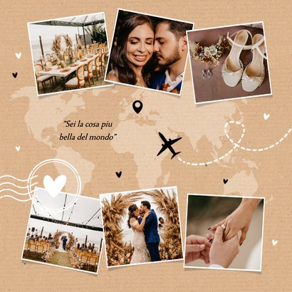 Bedankkaart bruiloft buitenland fotocollage kraft reizen 2
