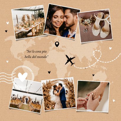 Bedankkaart bruiloft buitenland fotocollage kraft reizen  2