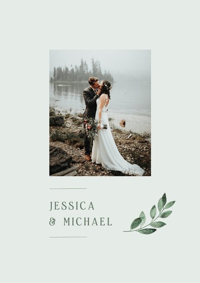 Bedankkaart bruiloft grafisch waterverf takje fotocollage 2