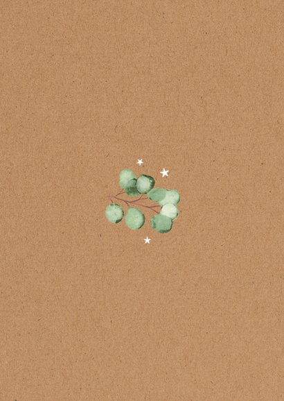 Bedankkaart communie foto kraft eucalyptus natuurlijk Achterkant