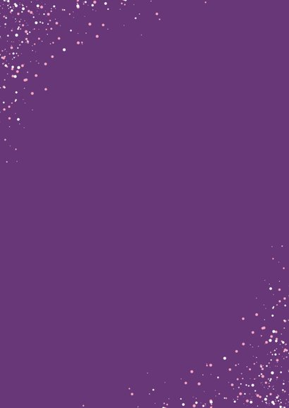 Bedankkaart communie met unicorn en confetti Achterkant