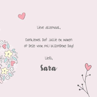 Bedankkaart communiefeest meisje met bloemen 3