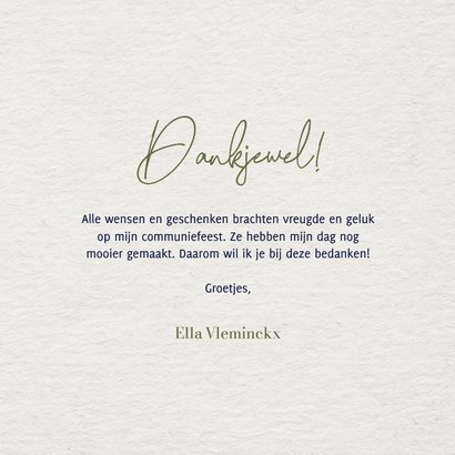 Bedankkaart eerste communie botanische krans met foto's 3