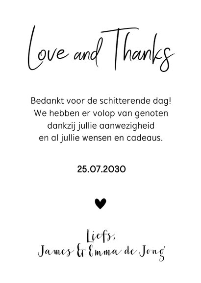 Bedankkaart fotocollage zwart-wit hartje 3