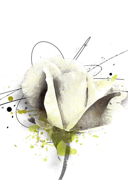 Bedankkaart groen witte roos 2