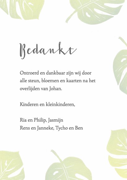 Bedankkaart groene bladeren 3