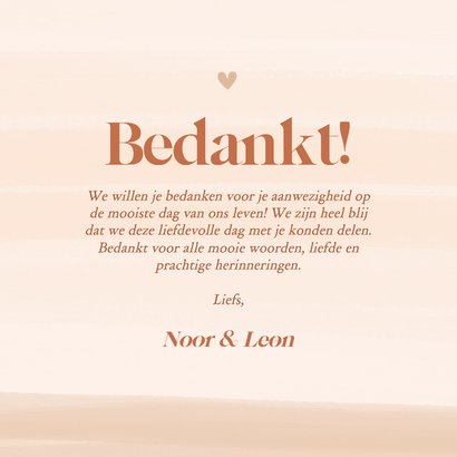 Bedankkaart huwelijk met waterverf in beige oranje tinten 3