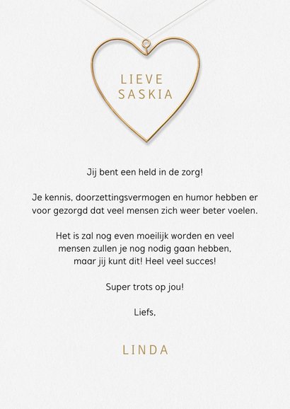 Bedankkaart jij hebt een hart van goud typografie hart 3