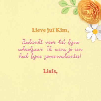 Bedankkaart juf bloemenrand 3
