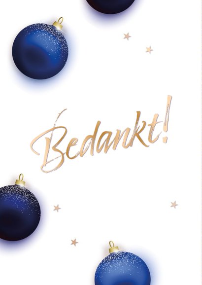 Bedankkaart kerst medewerkers blauwe kerstballen 2
