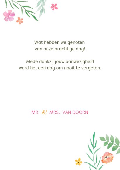 Bedankkaart kleurrijk botanisch 3