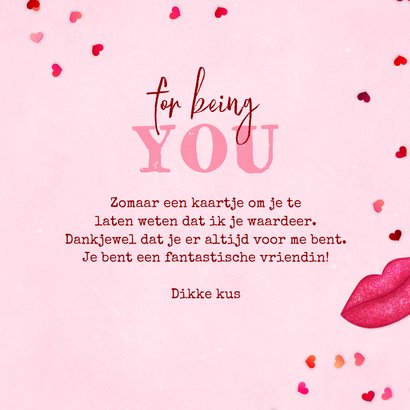 Bedankkaart kusjes thank you hartjes confetti 3