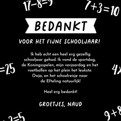 Bedankkaart meester school op jou kan ik rekenen 3