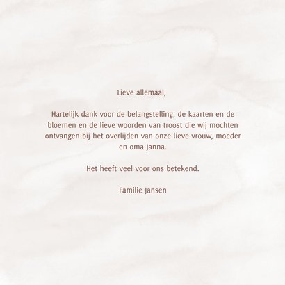 Bedankkaart met beige waterverfachtergrond minimalistisch 3