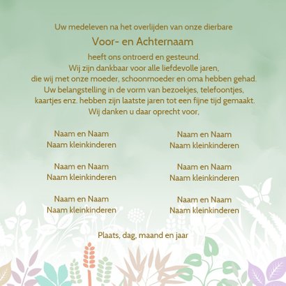 Bedankkaart met foto en gewassen ondergrond met blaadjes 3