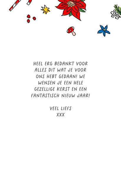 Bedankkaart met meisje met kerstboeket 3