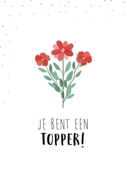 Bedankkaart met mooie bloemen die uit een envelop komen 2