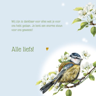 Bedankkaart met pimpelmeesje op een bloesemtak 3