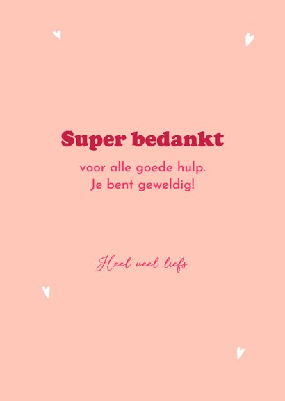 Bedankkaart met vrolijke grote bos bloemen op mooie vaas 3