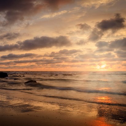 Bedankkaart na overlijden met foto van een ondergaande zon 2