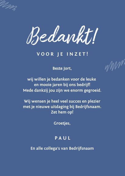 Bedankkaart nieuwe baan foto bedankt collega 3