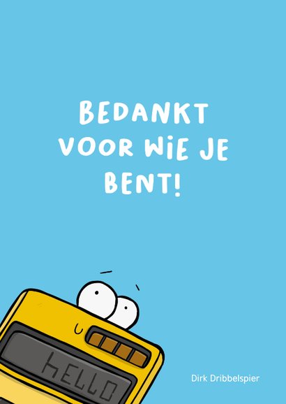 Bedankkaart op jou kun je rekenen rekenmachine 2