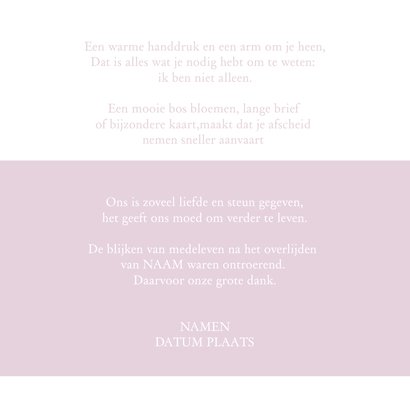 Bedankkaart overlijden (kleur naar keuze) 3