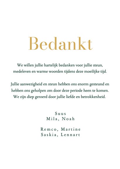 Bedankkaart overlijden vogel kolibrie waterverf goud hartjes 3