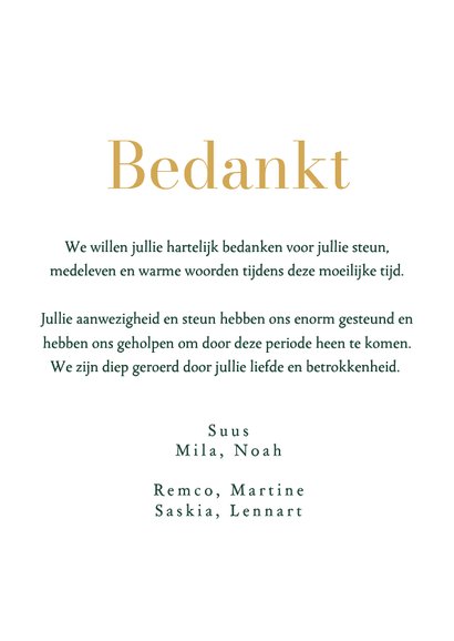 Bedankkaart overlijden vogel kolibrie waterverf goud hartjes 3