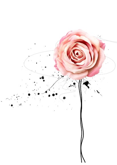 Bedankkaart roos in pastel 2