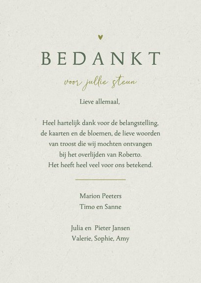 Bedankkaart rouw klassiek stijlvol bomen waterverf groen 3