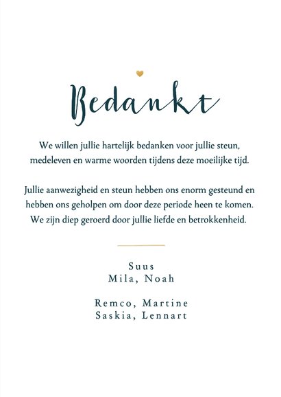 Bedankkaart rouw vlinders waterverf blauw goud bedankt 3