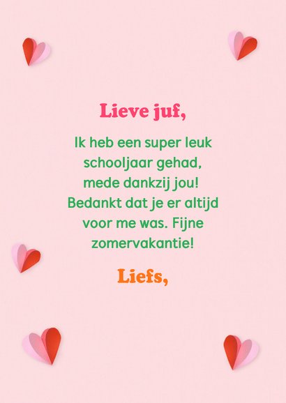 Bedankkaart rozet beste juf 3
