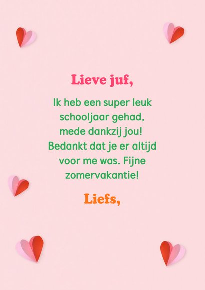 Bedankkaart rozet beste juf 3