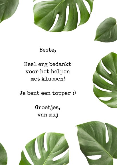 Bedankkaart tropisch botanisch thank you very much 3