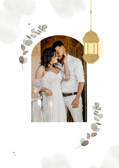 Bedankkaart trouwen Arabisch goud zon eucalyptus foto's 2
