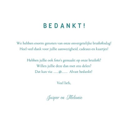 Bedankkaart trouwen hip met fotocollage en neon hartje 3