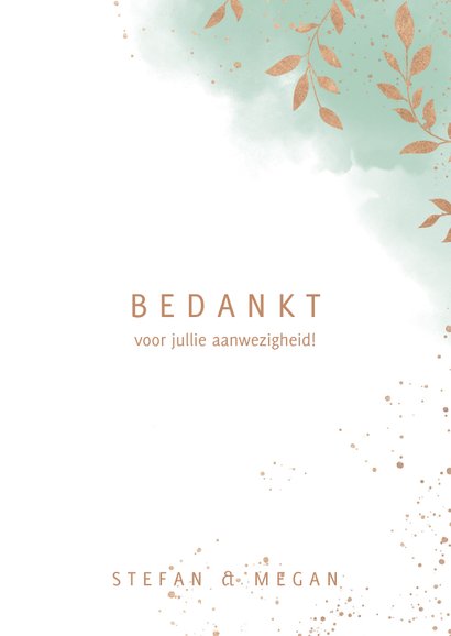 Bedankkaart trouwfeest met foto's, waterverf en takjes 3