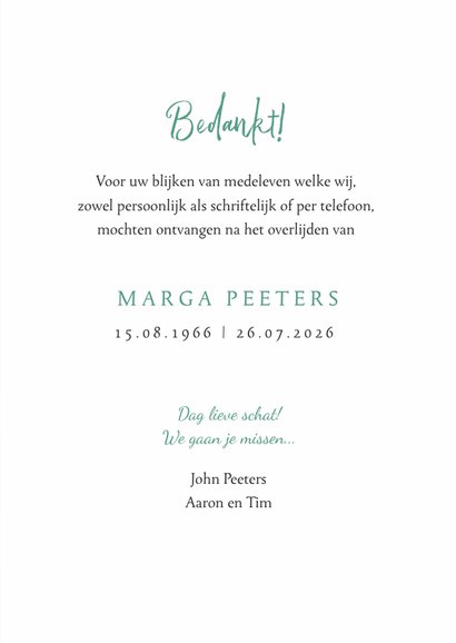 Bedankkaart vlinders overlijden rouw bloemen foto 3