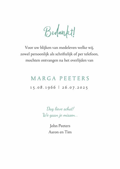 Bedankkaart vlinders overlijden rouw bloemen foto 3