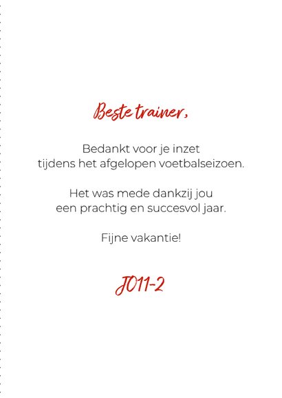 Bedankkaart voetbal top trainer bedankt 3