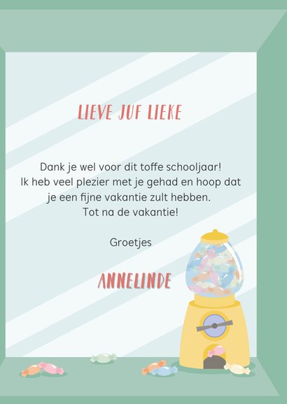 Bedankkaart voor een 'toffe(e)' juf of meester. 3